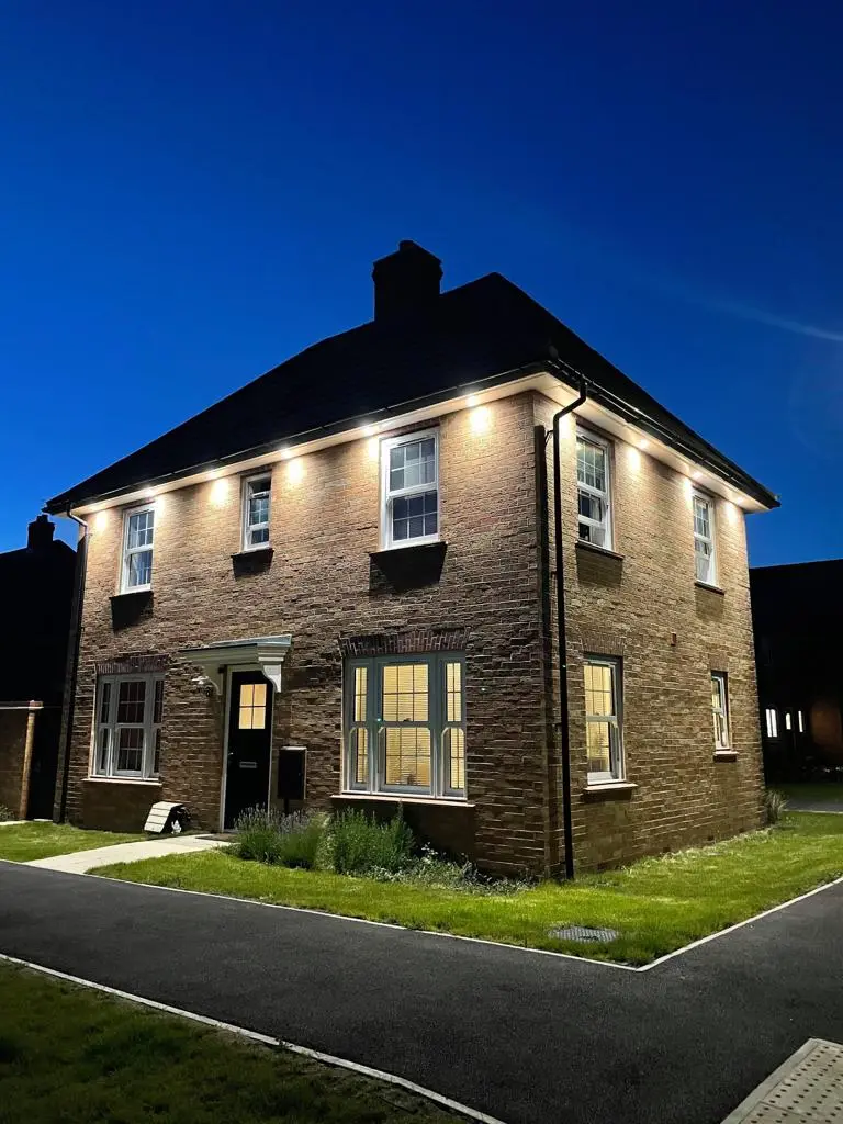 House exterior lighting installed by Rushton Electrical